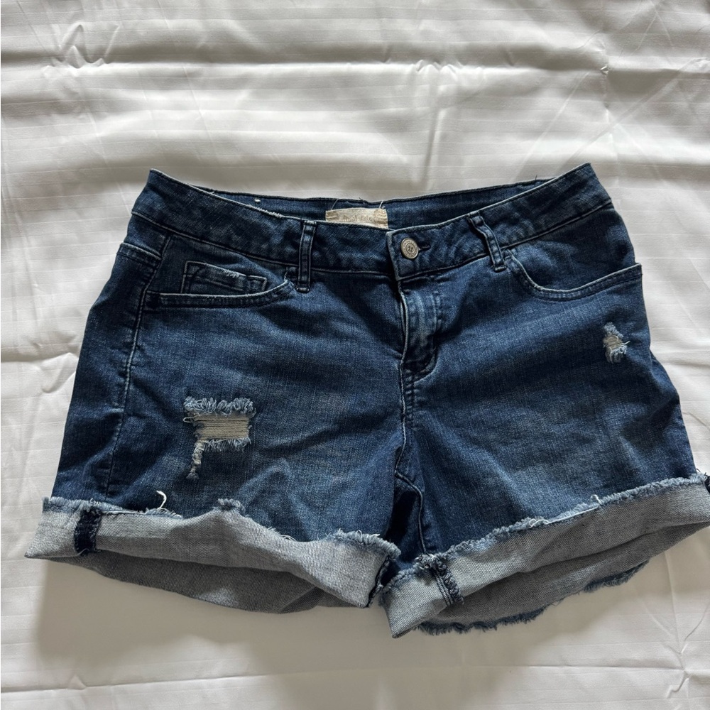 Altar'd State Dark Blue Distressed Jean Shorts